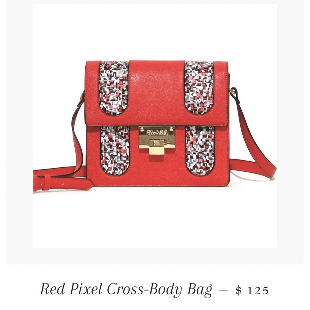Red Pixel Cross-Body Bag ~ Glass Handbag ~ Built-In Light-  New With Tags - Picture 14 of 15